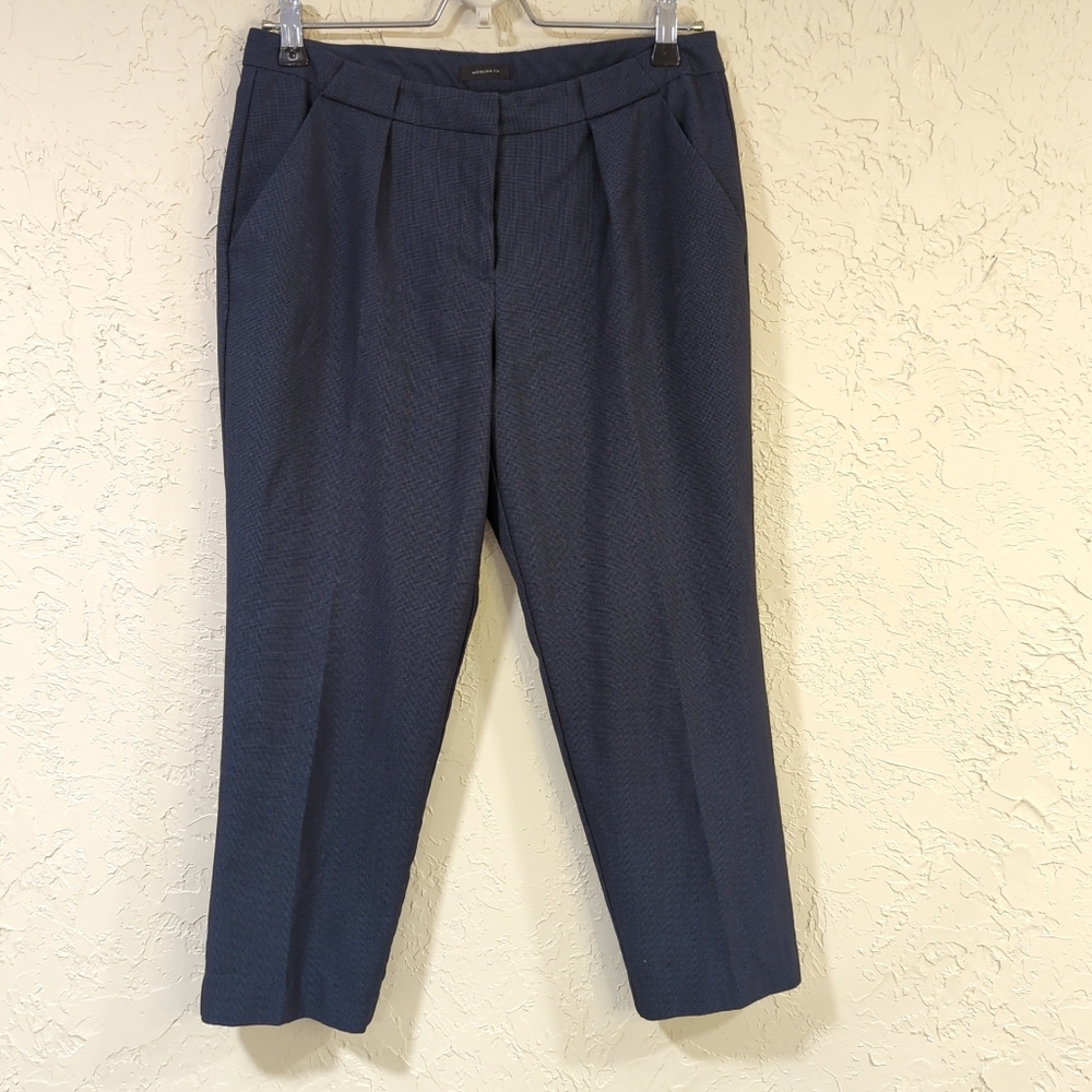 Worthington Navy Blue Check Cropped Pants - Women's Size 4 Office Career Slacks